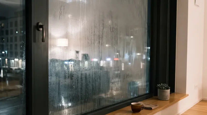 Ventana empañada con condensación